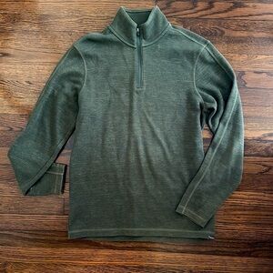 Eddie Bauer Men's Olive Green Quarter Zip Pullover - Medium